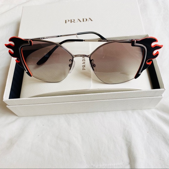 Prada 64mm Cat Eye Flame Sunglasses - Picture 3 of 7